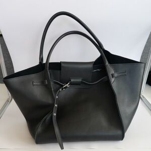 Celine Black Leather Tote/Shoulder Bag with Top Handles